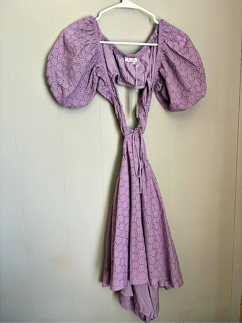 Olivia Cew Eyelet Mini Dress in Purple Size Small NWT